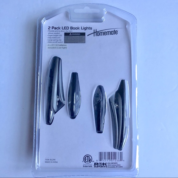 NEW HOMEMATE LED Book Lights Black 2pk w/ Batteries - Picture 2 of 13